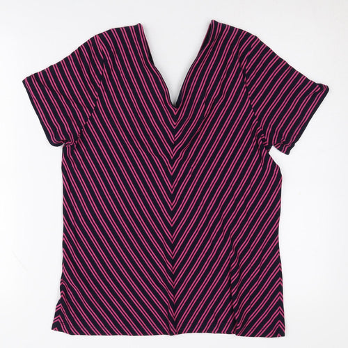 Jacques Vert Women's Multicoloured Striped V-Neck Top S