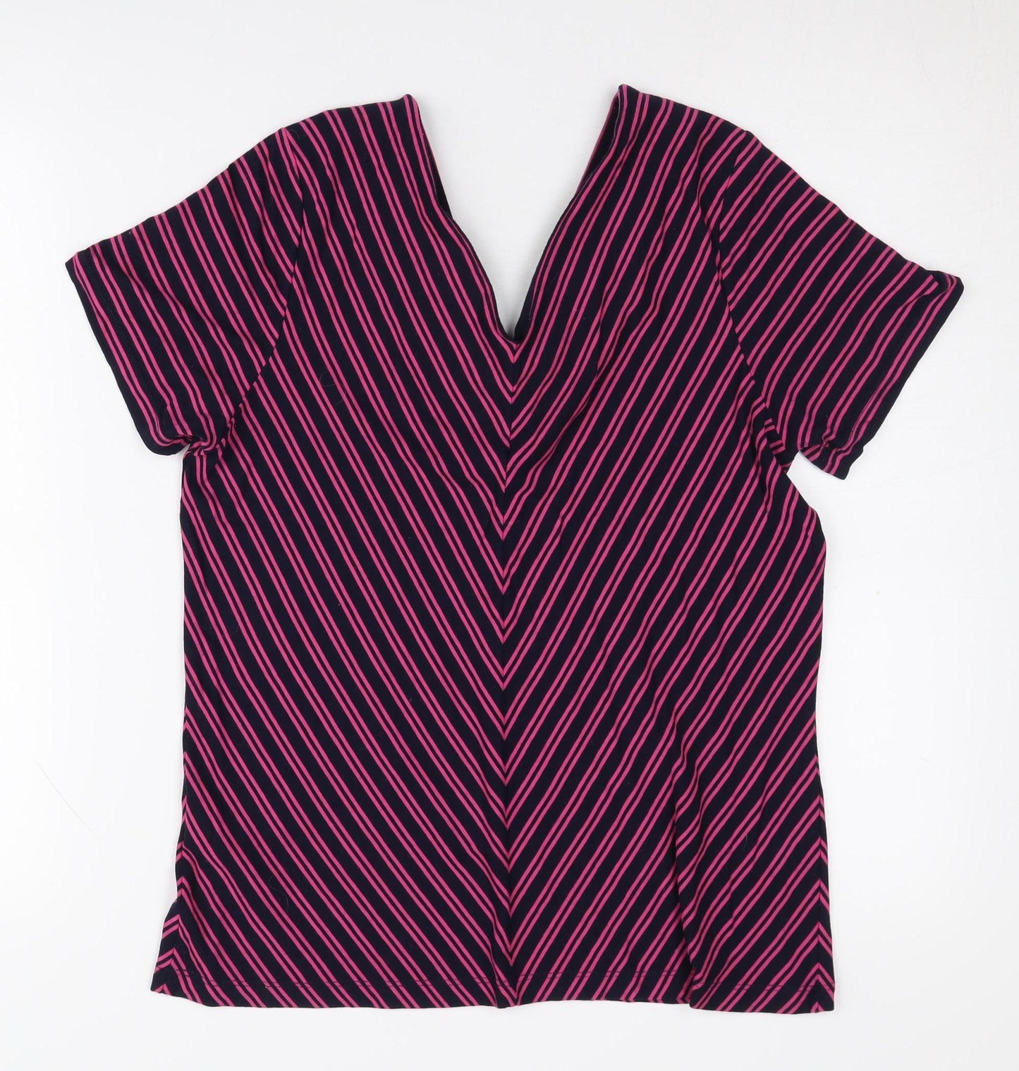 Jacques Vert Women's Multicoloured Striped V-Neck Top S