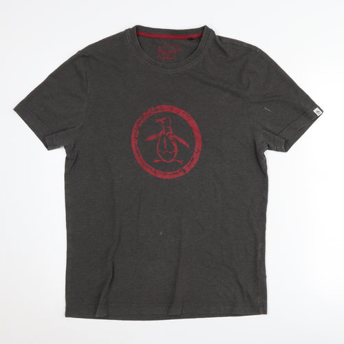 Penguin Men's Grey Short Sleeve T-Shirt - Medium