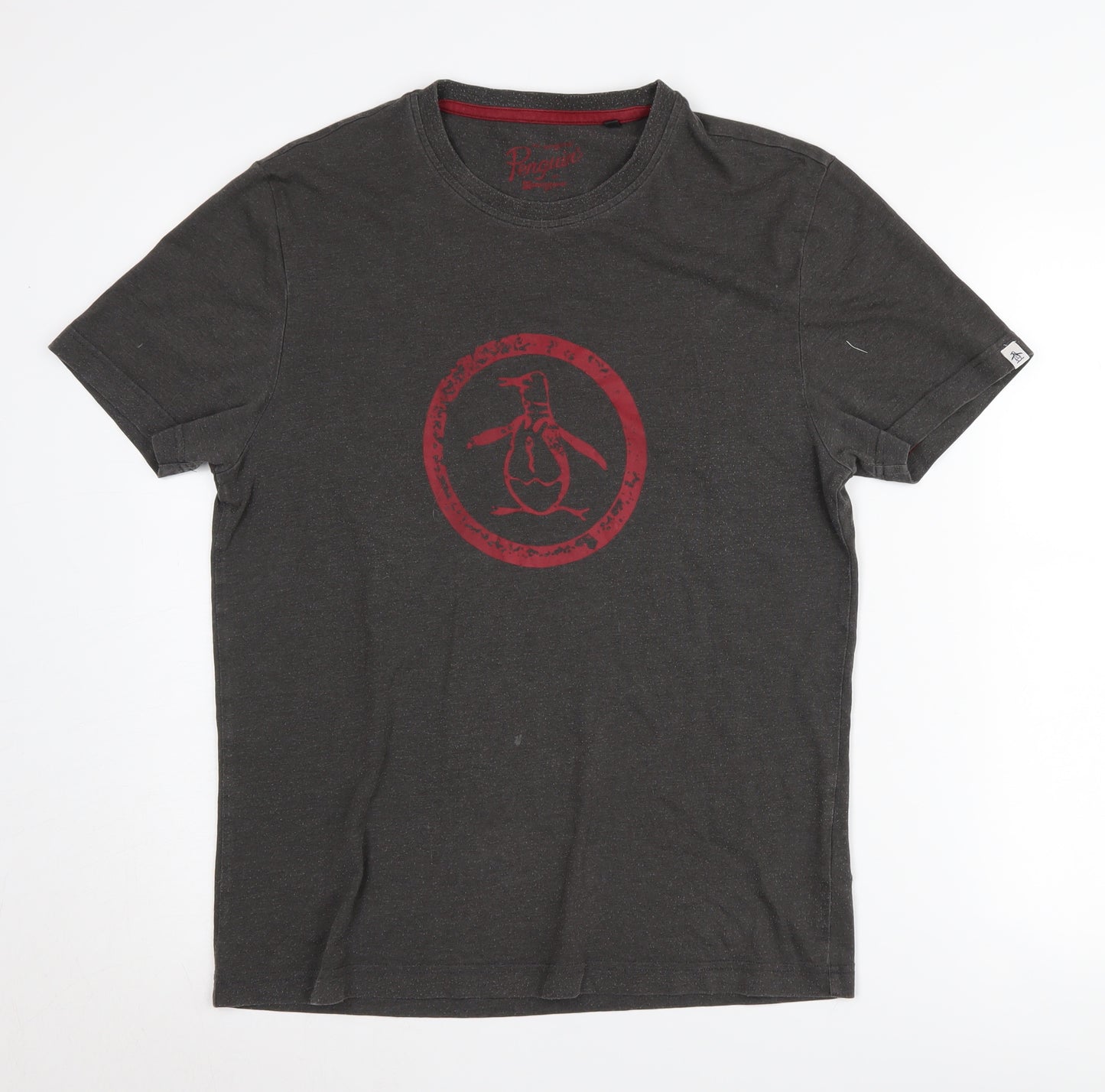 Penguin Men's Grey Short Sleeve T-Shirt - Medium