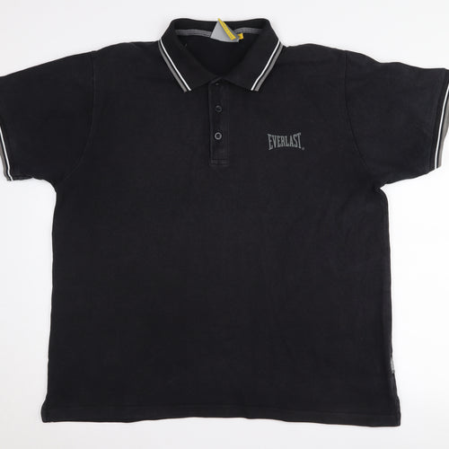 Everlast Men's Black Polo Shirt L Cotton Short Sleeve
