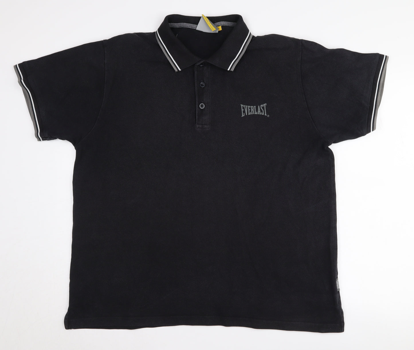 Everlast Men's Black Polo Shirt L Cotton Short Sleeve