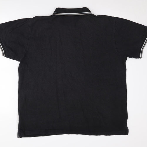 Everlast Men's Black Polo Shirt L Cotton Short Sleeve