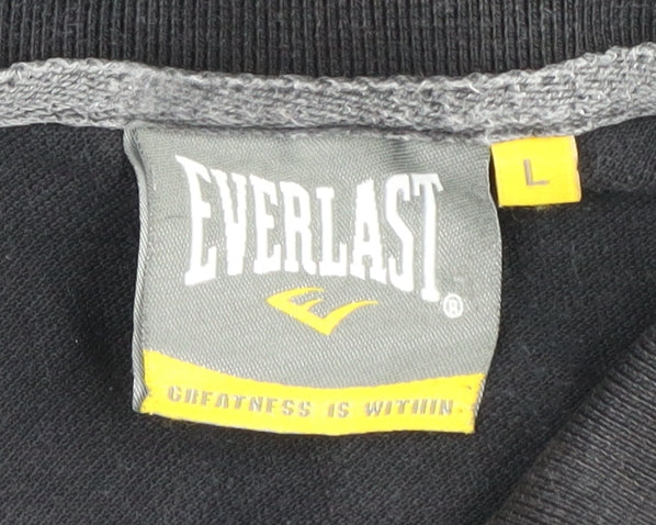 Everlast Men's Black Polo Shirt L Cotton Short Sleeve
