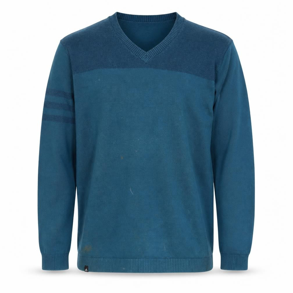 Front view of Adidas Men's Blue V-Neck jumper M