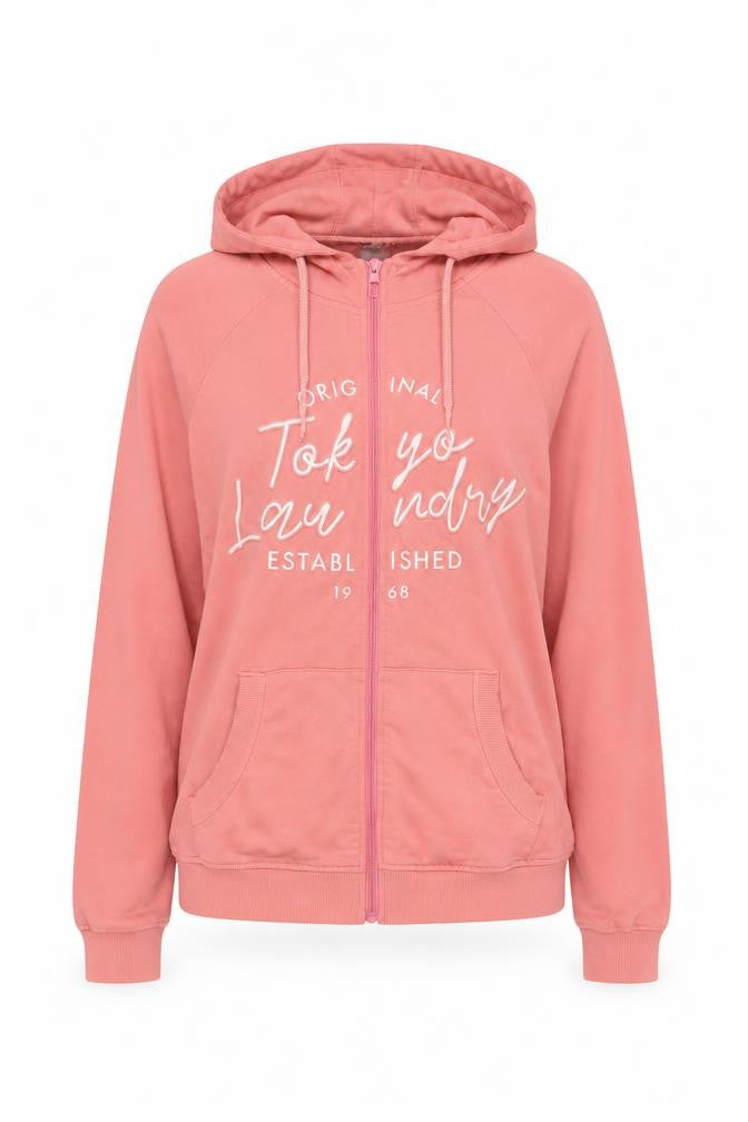 Front view of Tokyo Laundry Women's Pink Full Zip Hoodie, size 10