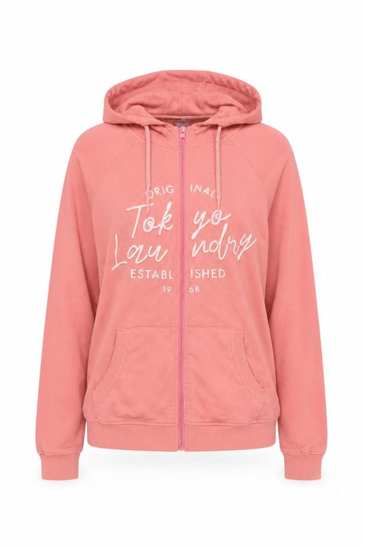 Front view of Tokyo Laundry Women's Pink Full Zip Hoodie, size 10