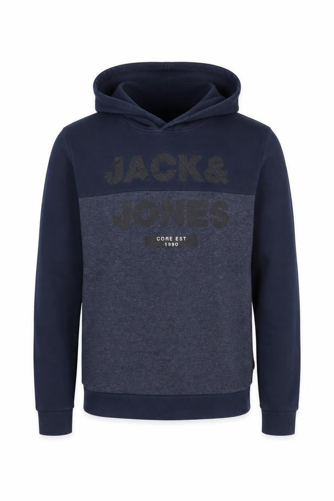 Front view of Jack & Jones Men's Blue Pullover Hoodie M