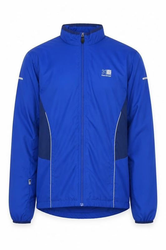 Front view of Karrimor Men's Blue Running Jacket S Reflective