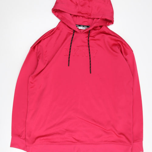 DKNY Women's Pink Pullover Hoodie - Size L