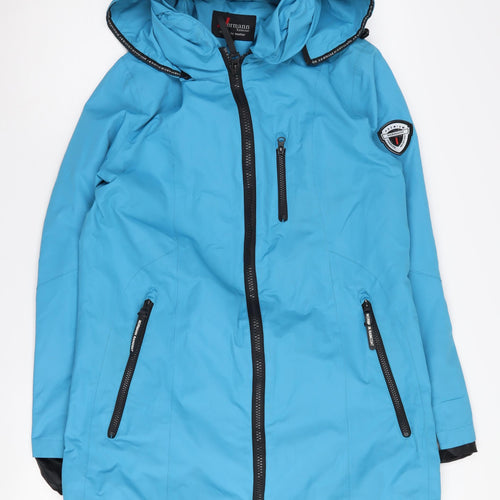 Normann Women's Blue Size 12 Hooded Rain Coat