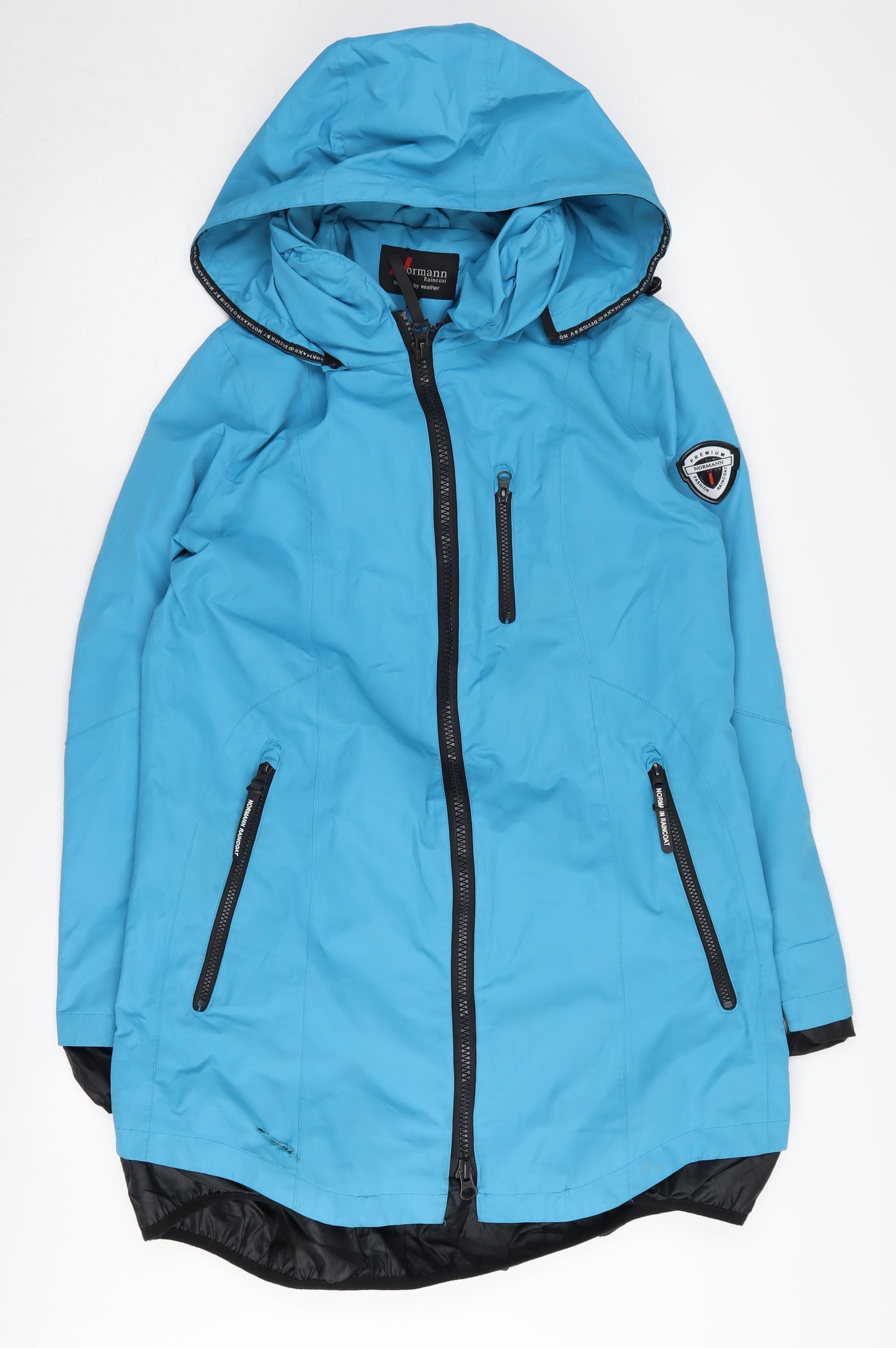 Normann Women's Blue Size 12 Hooded Rain Coat