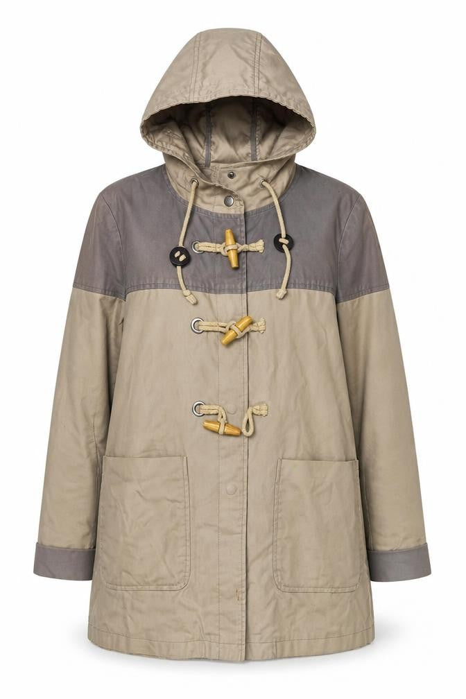 Front view of Topshop Women's Beige Duffle Coat, size 12