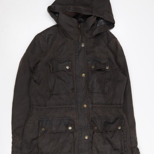 Fat Face Women's Brown Parka Coat Size 12 with Hood