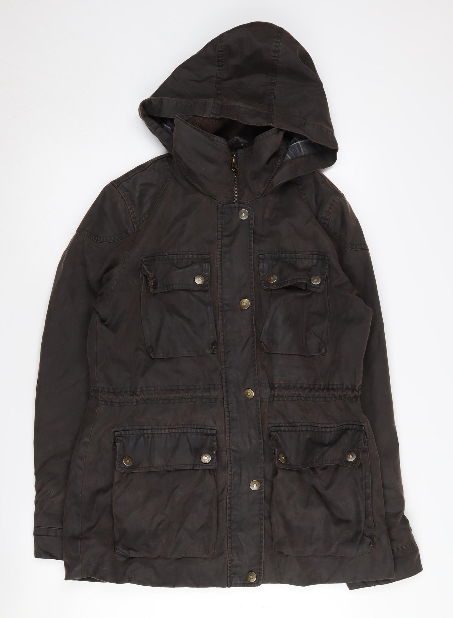 Fat Face Women's Brown Parka Coat Size 12 with Hood