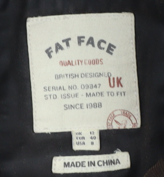 Fat Face Women's Brown Parka Coat Size 12 with Hood