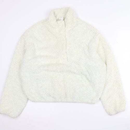 H&M Women's White Mock Neck Sweatshirt Size 12