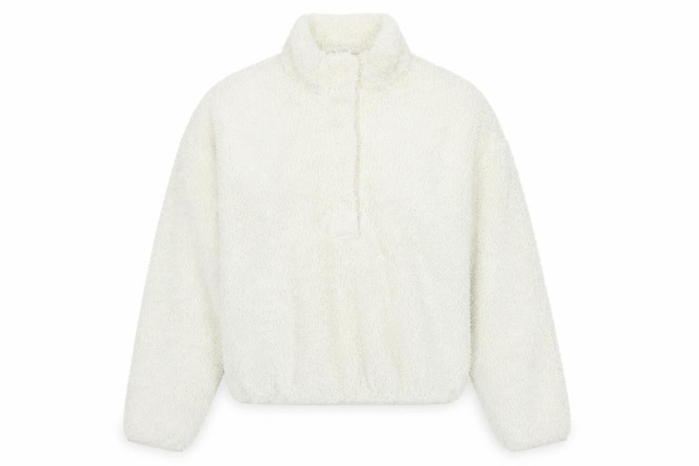 Front view of H&M Women's White Mock Neck Sweatshirt, size 12