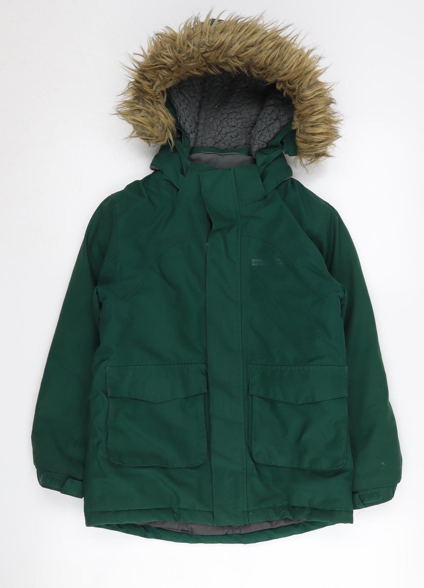 Mountain Warehouse Boys Green Parka Coat 7-8 Years Waterproof
