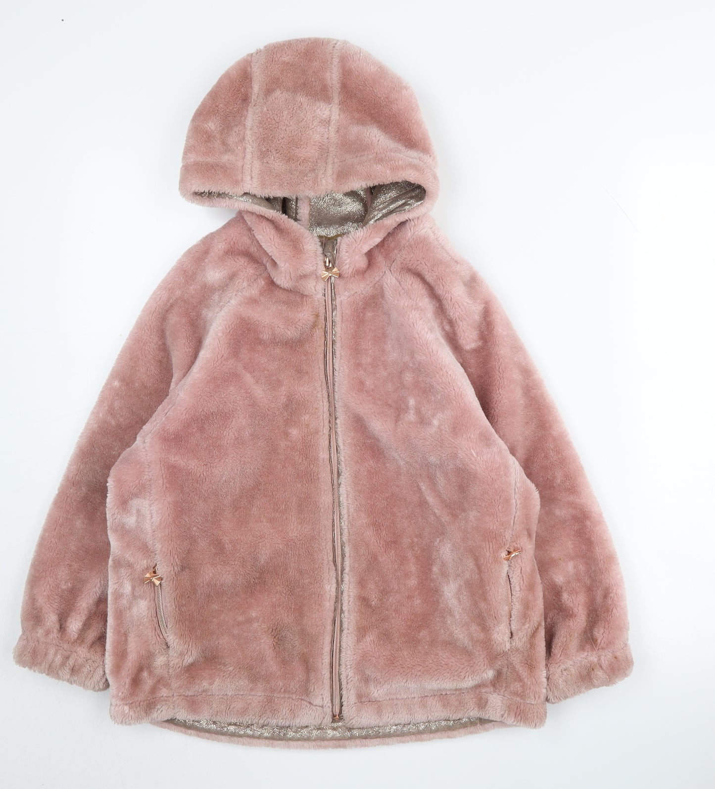 Ted Baker Girls Pink Faux Fur Puffer Jacket, 7-8 Years Winter