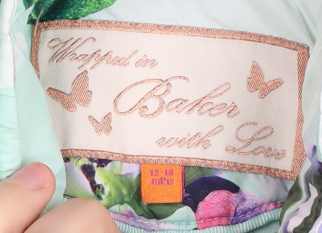 Baker Girls' Multicoloured Puffer Coat, 12-18M, Floral Design