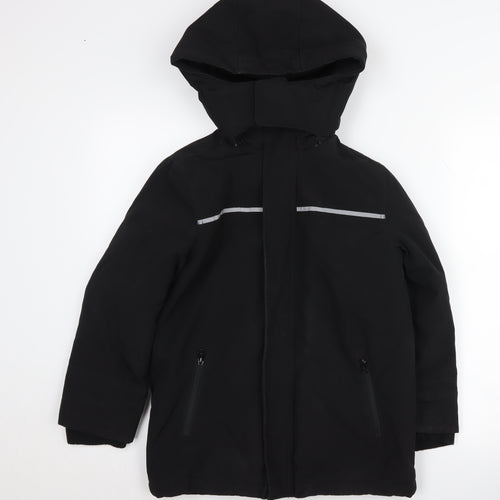 Andy & Evan Boys Black Parka Coat L Winter Hooded