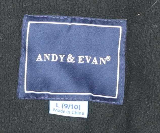 Andy & Evan Boys Black Parka Coat L Winter Hooded