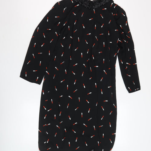 NAF NAF Women's Black Shift Dress Size 14 Sequin Accent