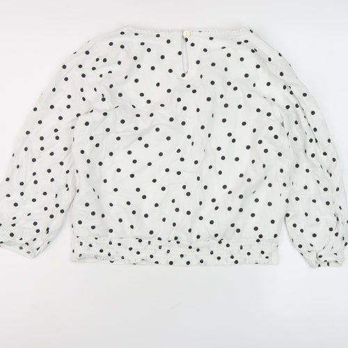 Abercrombie White Polka Dot Teen Long Sleeve Top