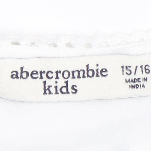Abercrombie White Polka Dot Teen Long Sleeve Top