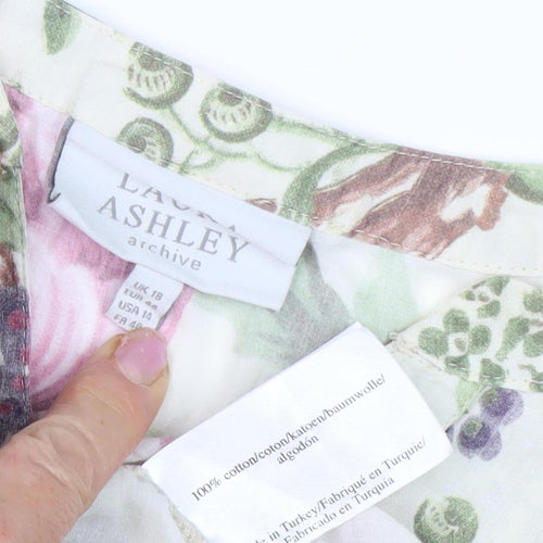 Laura Ashley Women's Multicoloured Floral Button-Up, Size 18