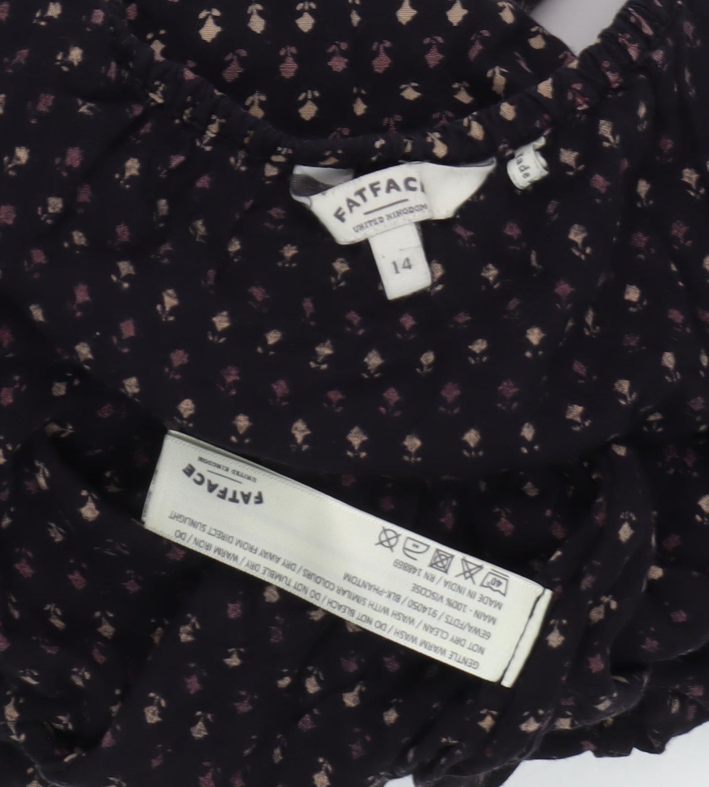 Fat Face Women's Black Floral Jumpsuit Sz 14