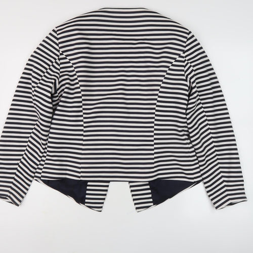 ONLY Women's Black & White Striped Blazer - Size 14