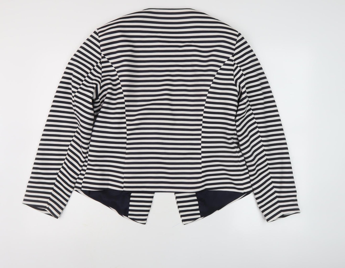 ONLY Women's Black & White Striped Blazer - Size 14
