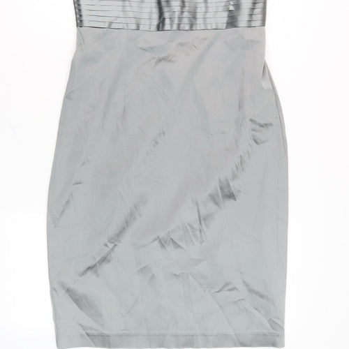 Warehouse Women's Grey Strapless Sheath Dress Size 14