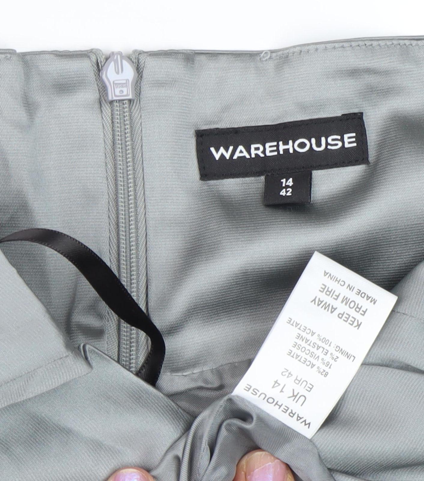 Warehouse Women's Grey Strapless Sheath Dress Size 14