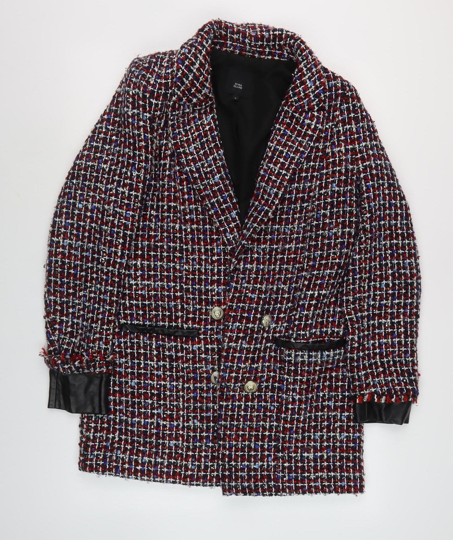 River Island Women’s Multicoloured Checked Coat - Size 12
