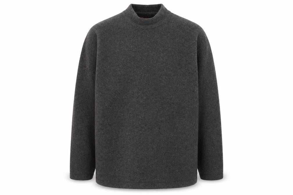 Front view of George Men's Grey Pullover Sweatshirt, Medium, Mock Neck
