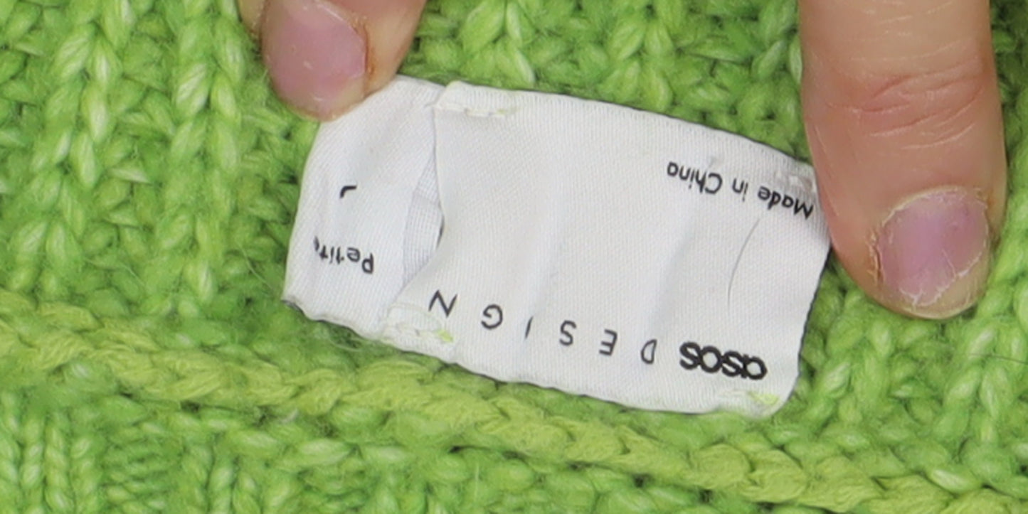 ASOS DESIGN Women Green Petite Oversized Knit Jumper