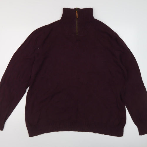 Fat Face Men's Red 1/2 Zip Jumper - Size 2XL