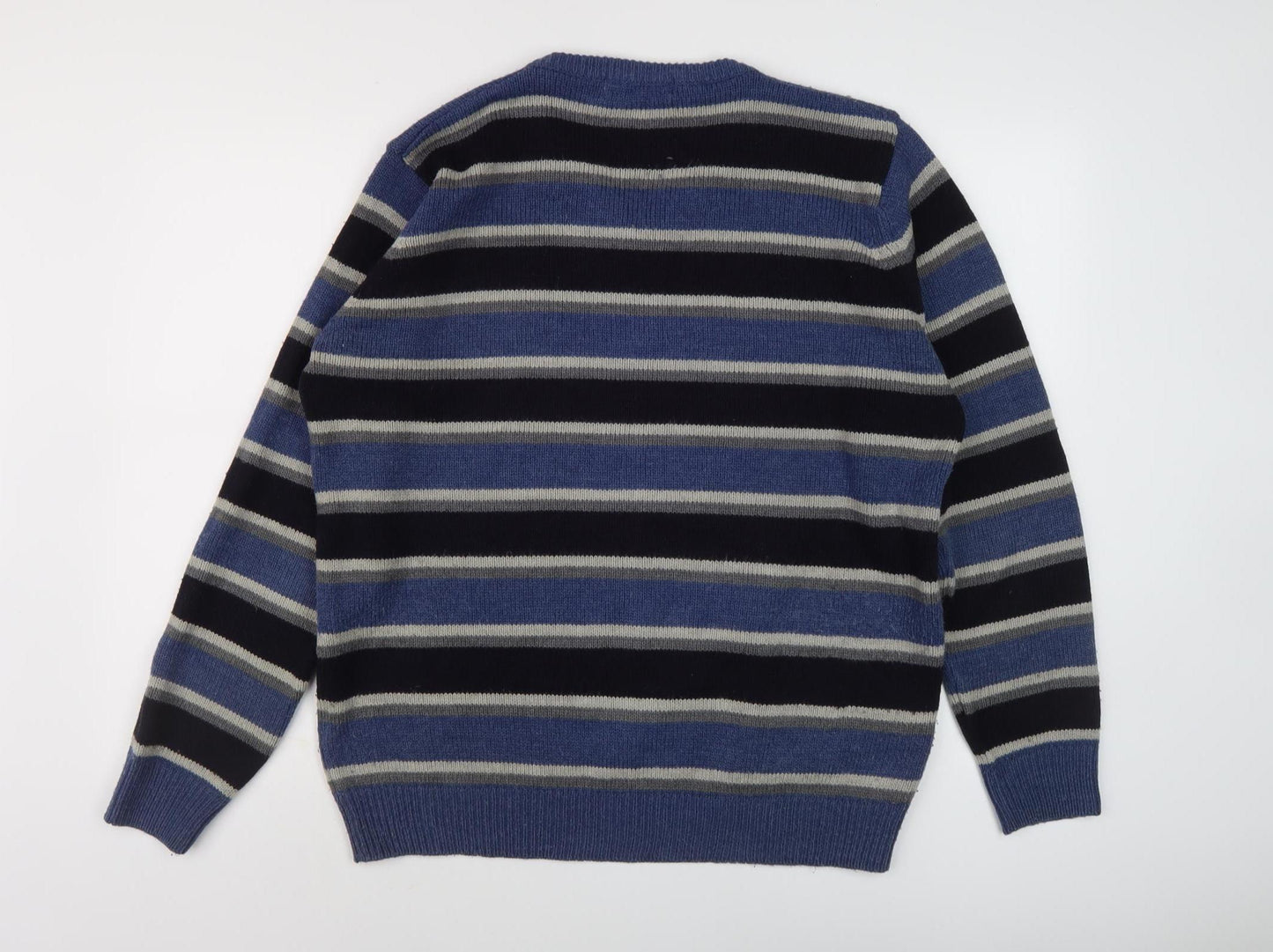 EWM Pure Classics Men's Blue Striped Pullover Jumper L