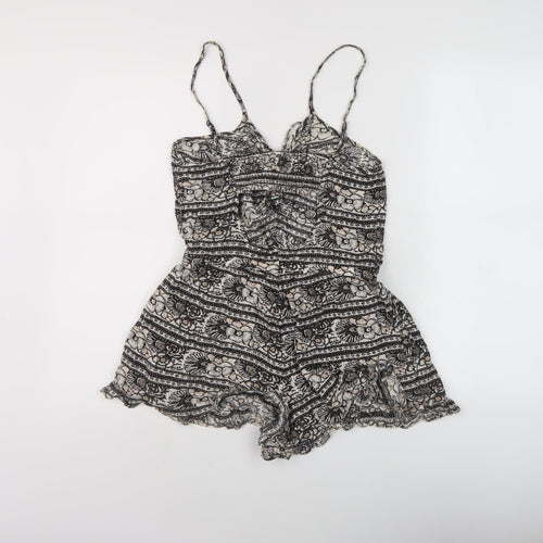 American Eagle Women’s Black Floral Playsuit, Sleeveless, Size Regular