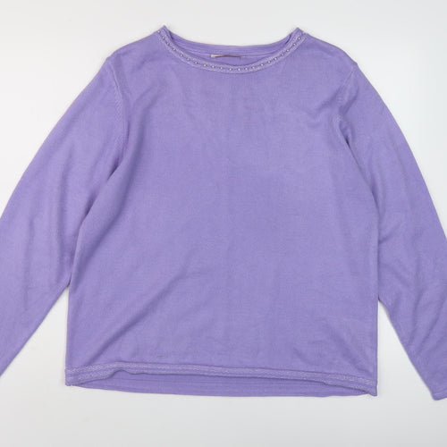 Anna Rose Women's Purple Knit Pullover, 2XL, Beaded Accents