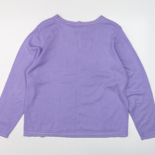 Anna Rose Women's Purple Knit Pullover, 2XL, Beaded Accents