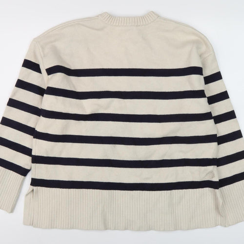 Zara Women's Beige Striped Pullover Jumper M