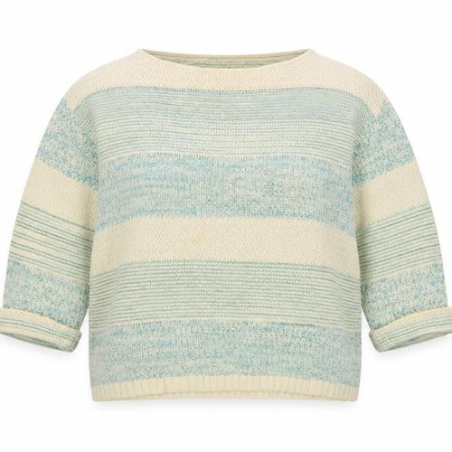 Fat Face Women's Blue Striped 3/4 Sleeve Knit Jumper Size 10