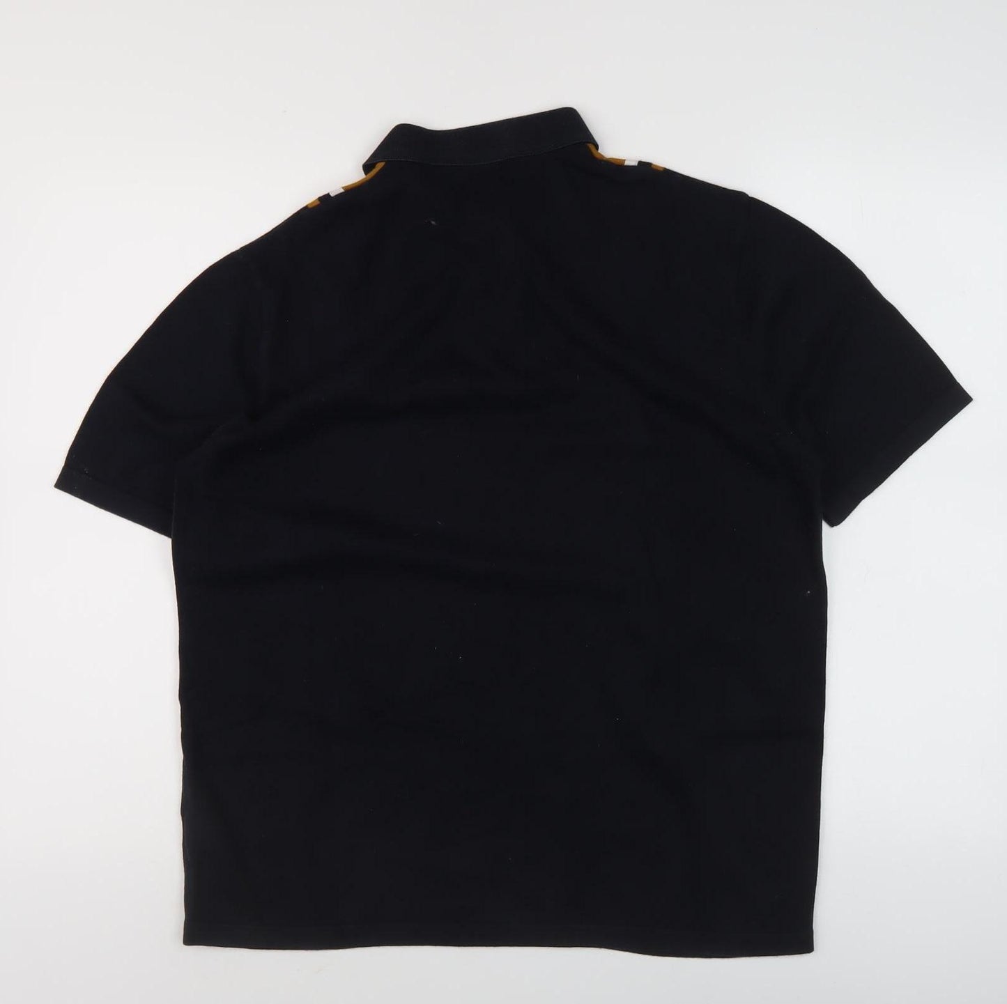 Next Men's Black Striped Polo Shirt Size L