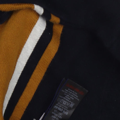 Next Men's Black Striped Polo Shirt Size L