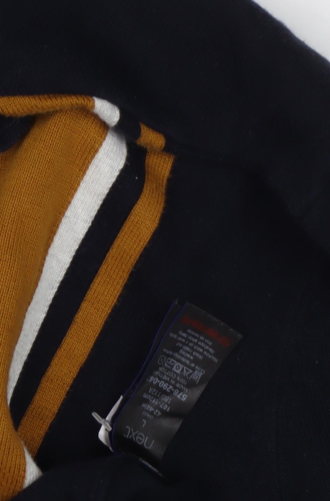 Next Men's Black Striped Polo Shirt Size L