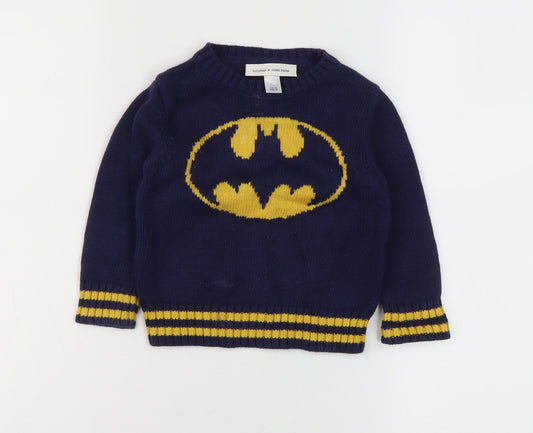 babyGap + Junk Food Boys Blue Batman Pullover Jumper Size 2Y